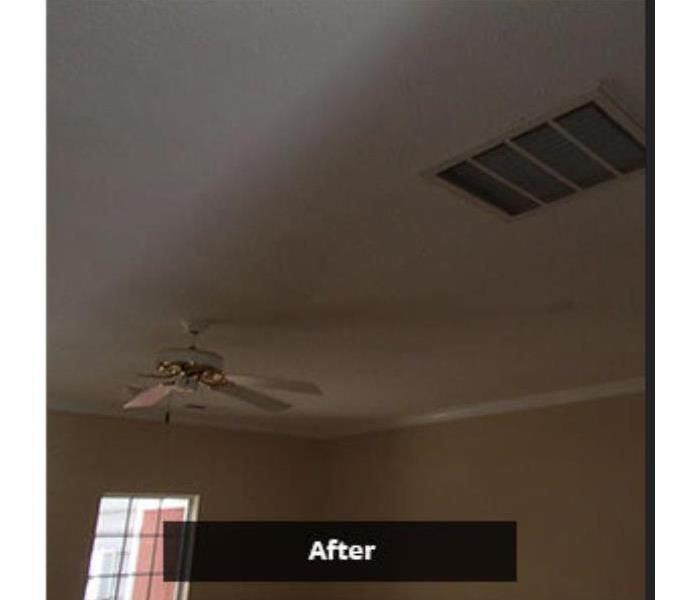 living area ceiling repaired from water damage 